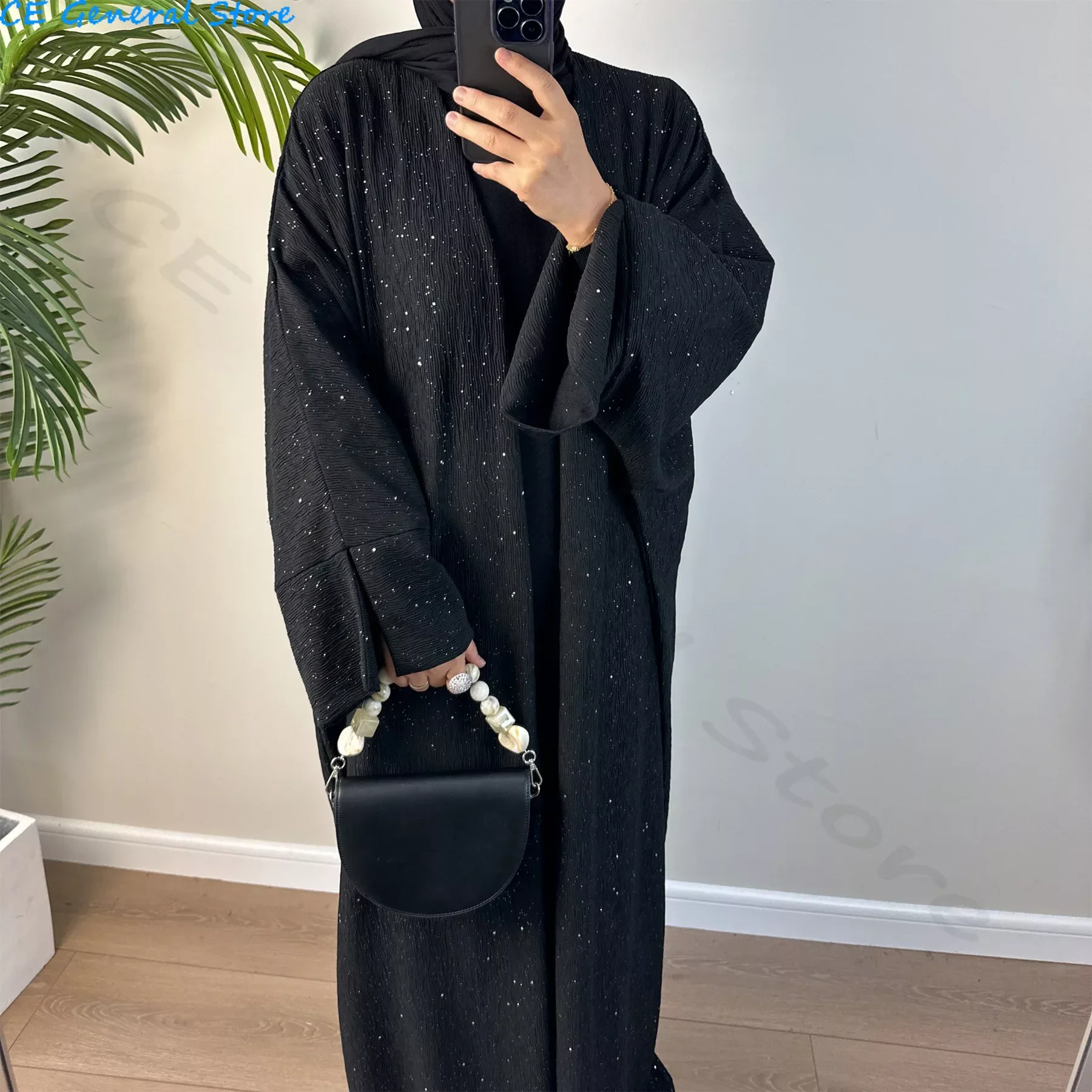 Autumn Winter Abaya Dubai Luxury Glitter Thick Kimono Muslim Cardigan Coat Abayas for Women Islamic Clothes Turkey Hijab Outwear