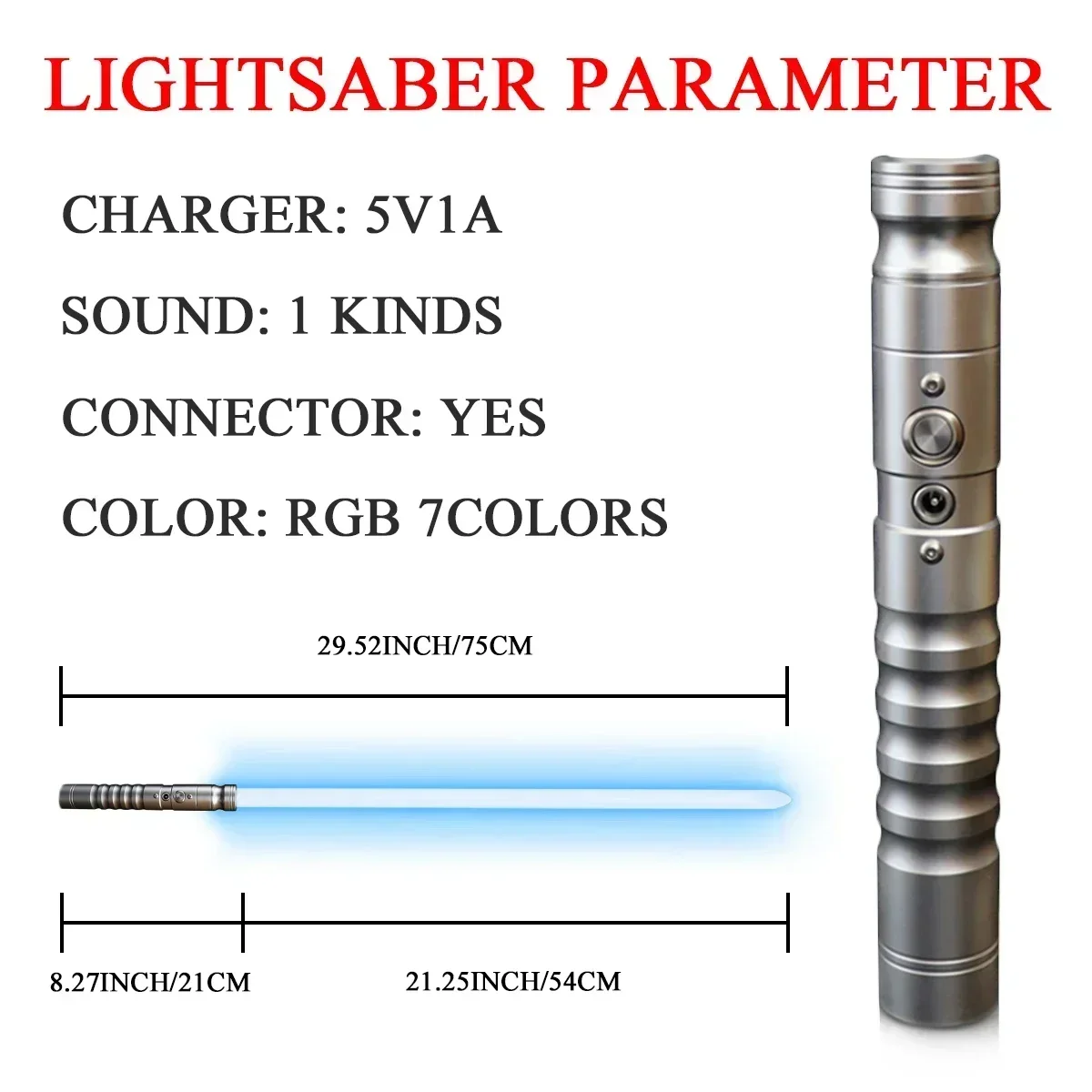 Sabre de metal comutável dois em um, som pesado de duelo, sabre de luz de dois gumes rgb, 7 cores, mudança de led, espada laser, brinquedo cosplay