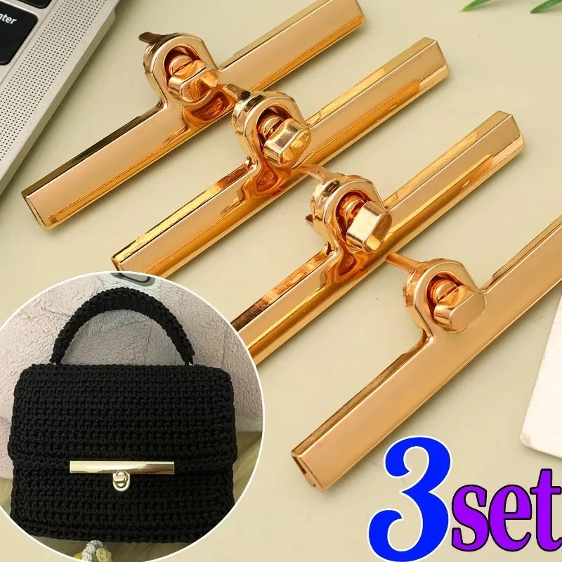 1-3set Twist Lock for Bag Metal Clasp Closure Security Bar Lock for Purse Handbag Repair DIY Craft Hardware Parts Replacement