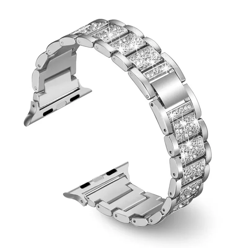 Diamentowy pasek do zegarka Apple Watch Band 49-45-40mm 44-41mm 46-42mm Metalowy pasek do zegarka IWatch Series 10 9 8 7 SE 6 5 Bransoletka damska — zdjęcie 5