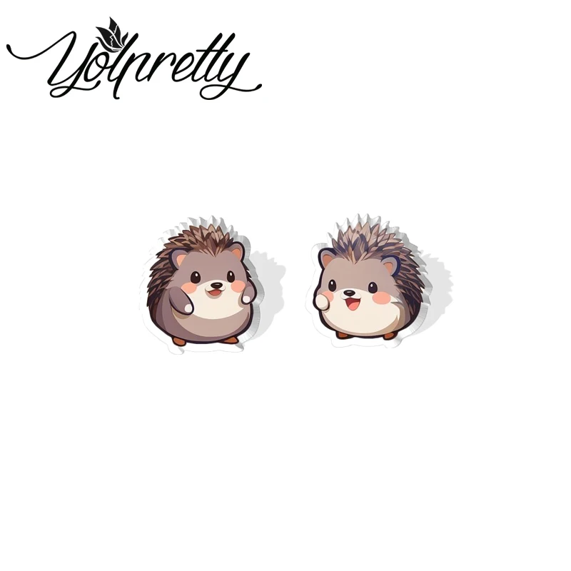 Cartoon Animal Hedgehog orecchini a bottone in acrilico orecchini in resina epossidica per orecchini di moda per donne e ragazze