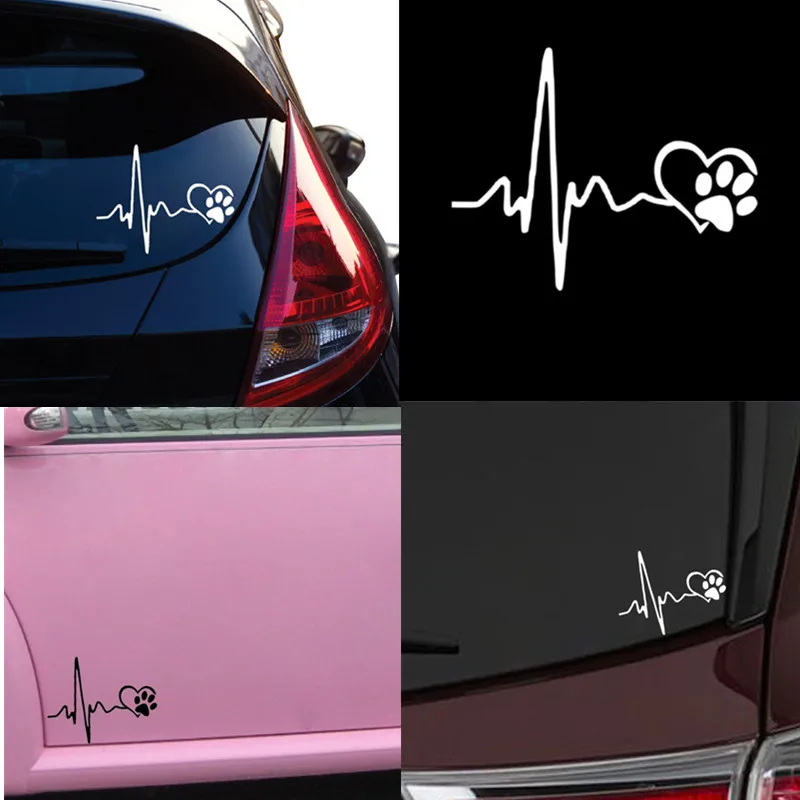 Adesivos de carro preto/branco amor pegadas de cachorro auto exterior criativo ecg acessórios decoração do carro desenhos animados decalque novo