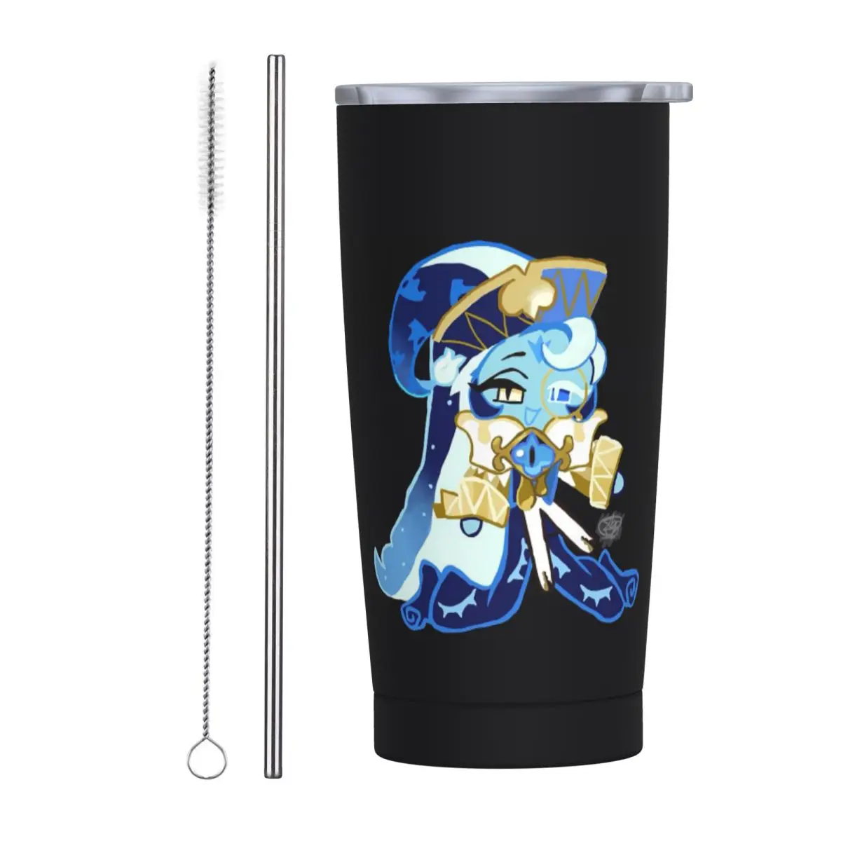 Shadow Milk Cookie Run Kingdom Stainless Steel Tumbler Vacuum Insulated Mug Thermal Cold Bottle Straw With Lid 20oz