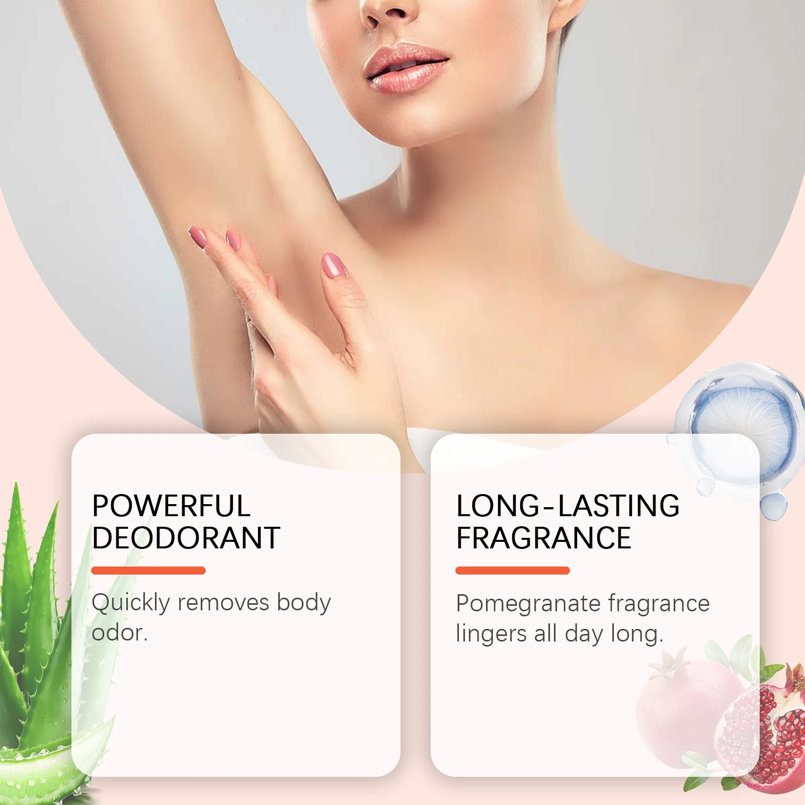 WEST MONTH Granatapfel-Ganzkörper-Deodorant, starke Desodorierungskraft, angenehmer Duft, sanft, hautfreundlich, nicht reizend, 30 g