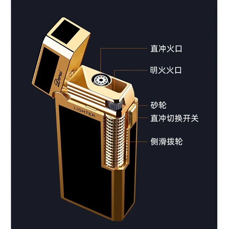 Pemantik Api Ganda Seri Resin Baru, Pengapian Geser Samping Versi Sempit Kelas Atas, Kotak Asli Pacar Kreatif