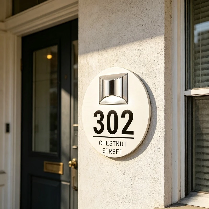 

Персонализированная табличка с номером дома из акрила с гравировкой, водонепроницаемая, для наружного декора дома