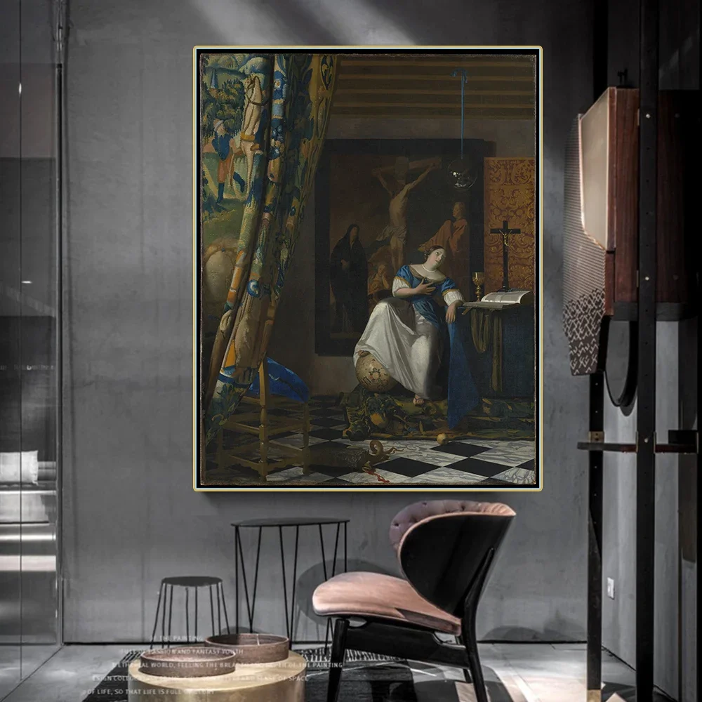 The Allegory of the Faith by Johannes Vermeer Canvas Oil Painting  Artwork Poster Picture Wall Decor Home Living room Decoration