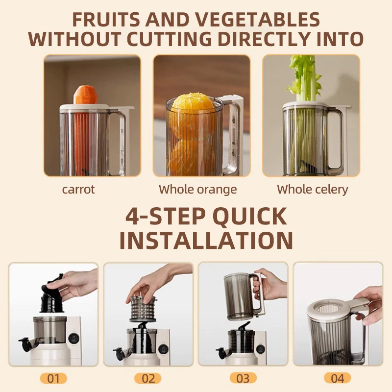Automatic Electric Citrus Juicer for Orange Lemon, Juice Residue Separation 220V Fresh Juice Extractor Machine for Home Use