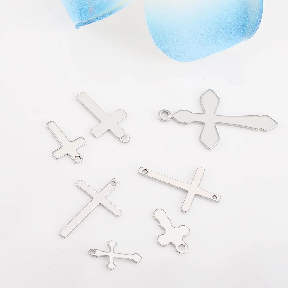 20 Stück/Set Edelstahl-Kreuzanhänger für Schmuckherstellung Christliche Kreuz-Schmuckherstellung Anhänger Verbindungselemente Zubehör – Detail 5