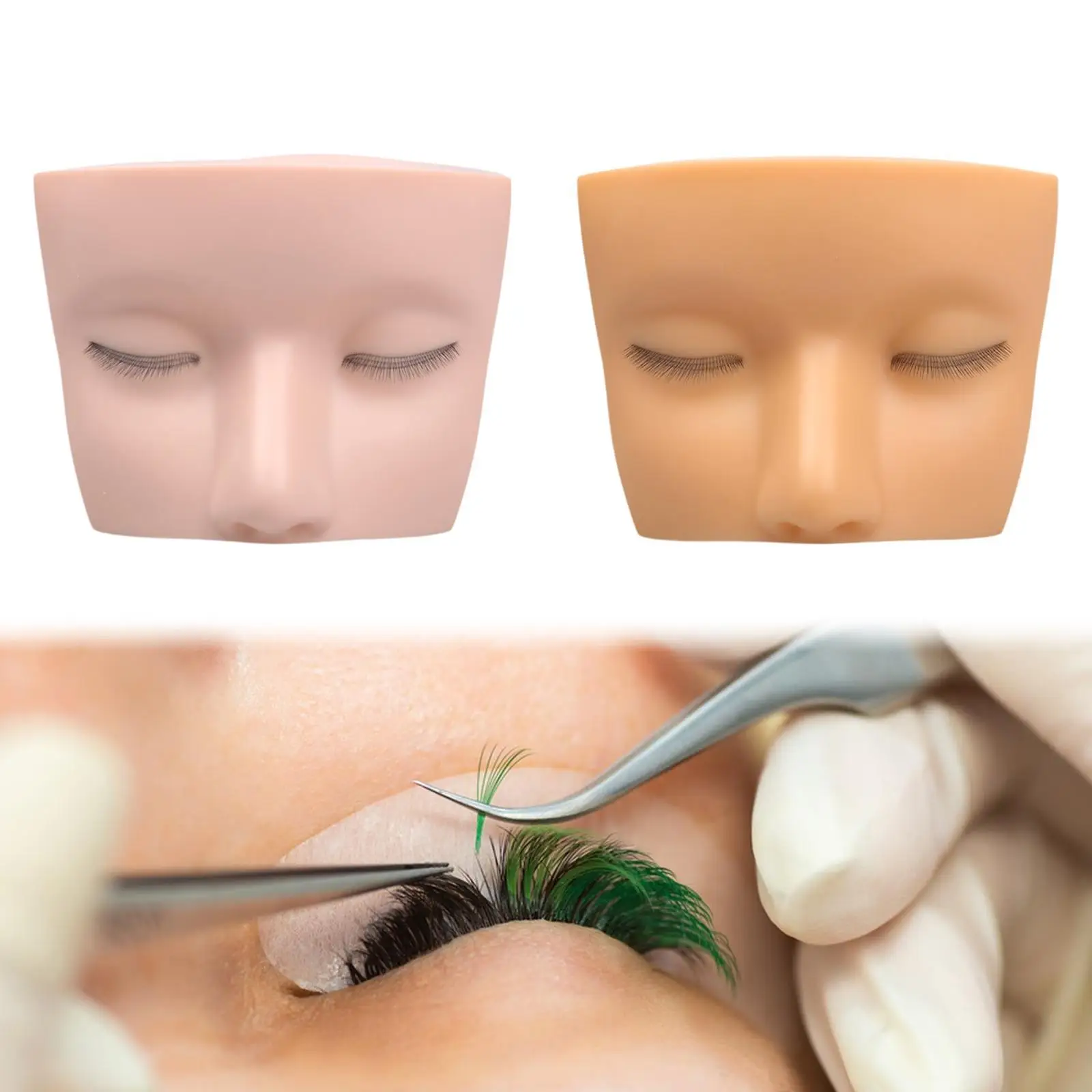 Lash Practice Training Head Silicone Mannequin Doll Flat Bottom Smooth Surface Easy Clean for Beginner Makeup Artist