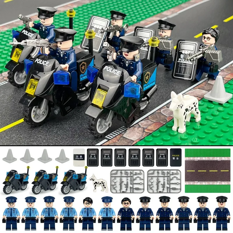 M8212 Police Figure Thunder Action Children Assemble Small Particle Building Block Toy
