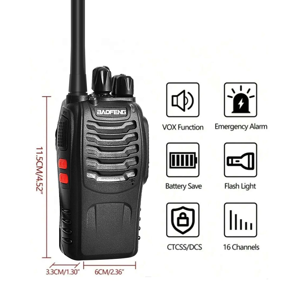 2 قطعة Baofeng BF-888S الأصلي المحمولة اللاسلكية جهاز اتصال لاسلكي Uhf 400-470 ميجا هرتز USB تهمة اتجاهين راديو لحم الخنزير للصيد