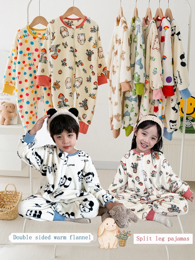 Onesie Pajamas For Kids Girls Boys Flannel Plush Winter Cute Baby Keep Warm Child Sleeping Sleepwear Home Lounge Wear For Girls