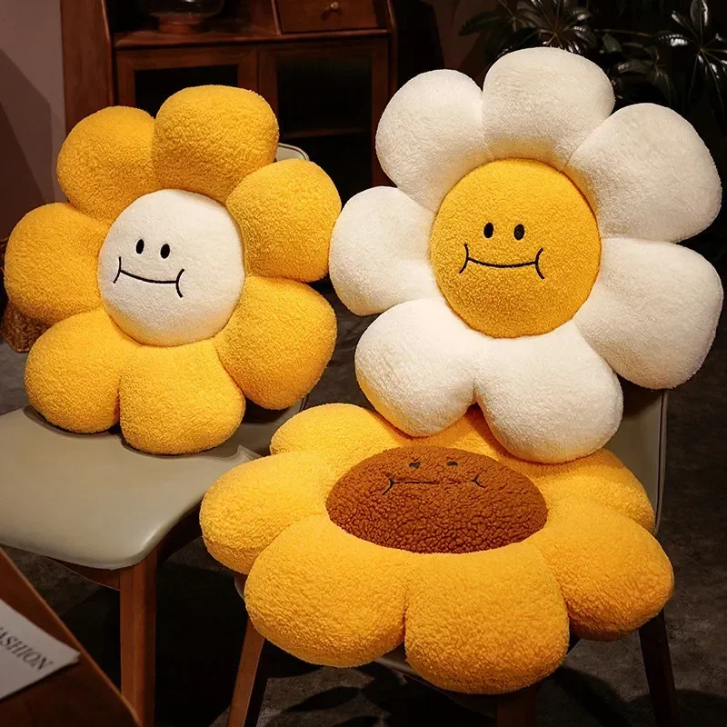 Sunflower Plush Seat Cushion with Window Seat Design Beautiful and Comfortable Chair Pad for Living Room