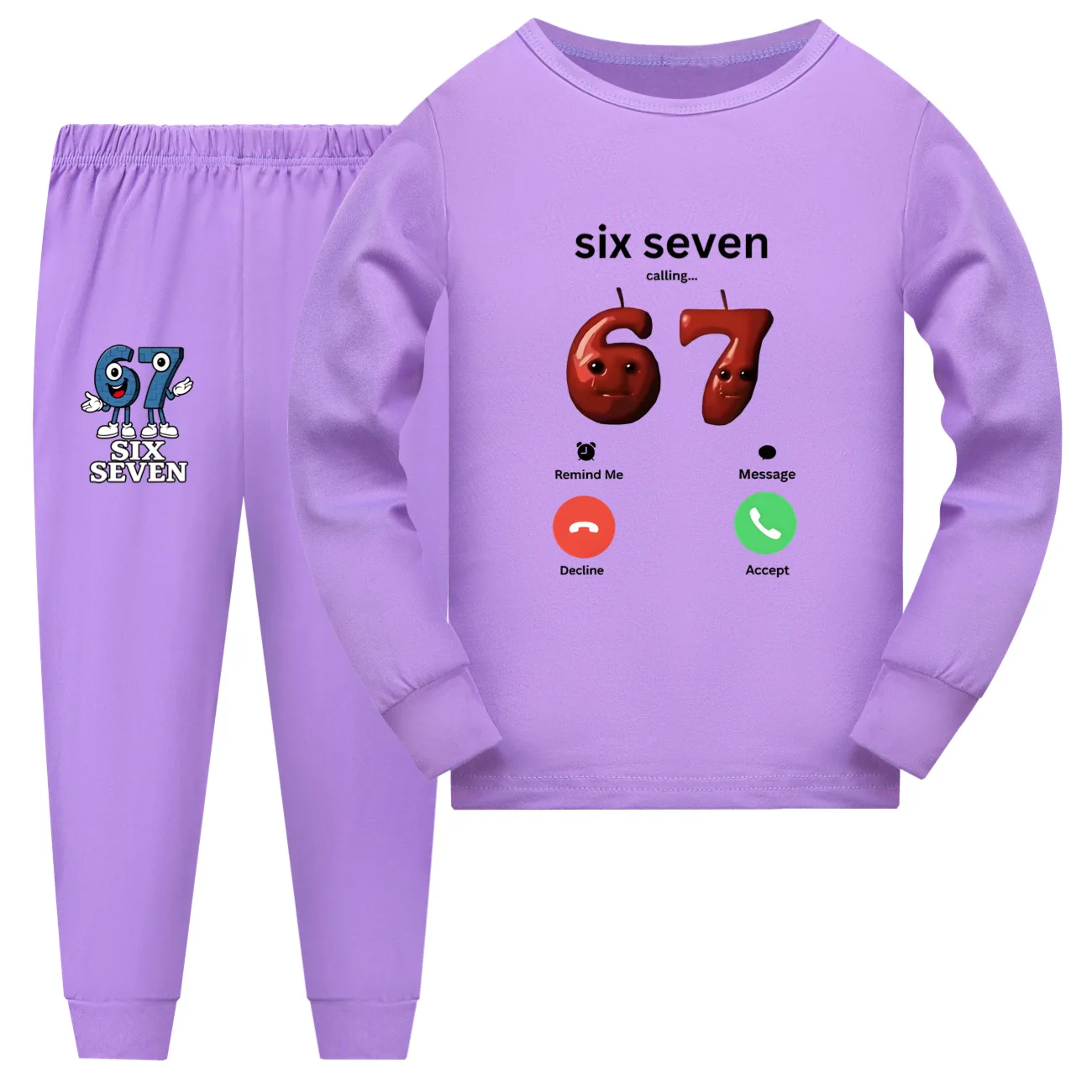Steal A BrainRot Pyjamas Kids Home Clothes Boys 67 Six Seven Pajamas Girls Long Sleeve Tops Trousers Sets Children's Loungewear
