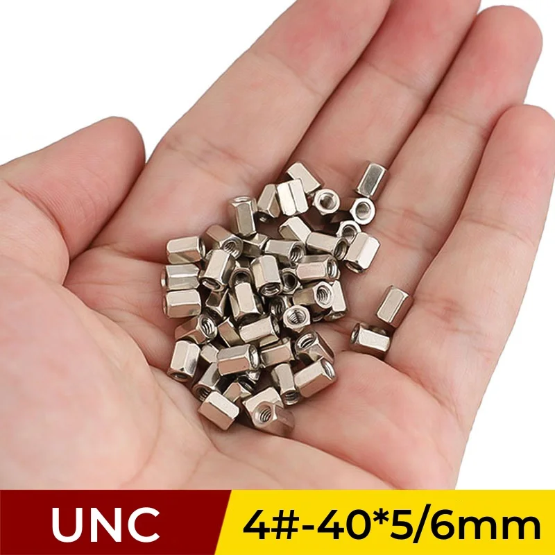 UNC 4#-40*5/6mm Female To Female Brass Spacer Hexagonal PCB Standoff Spacer RS232 VGA DB Screw Bolt Nickle Plated
