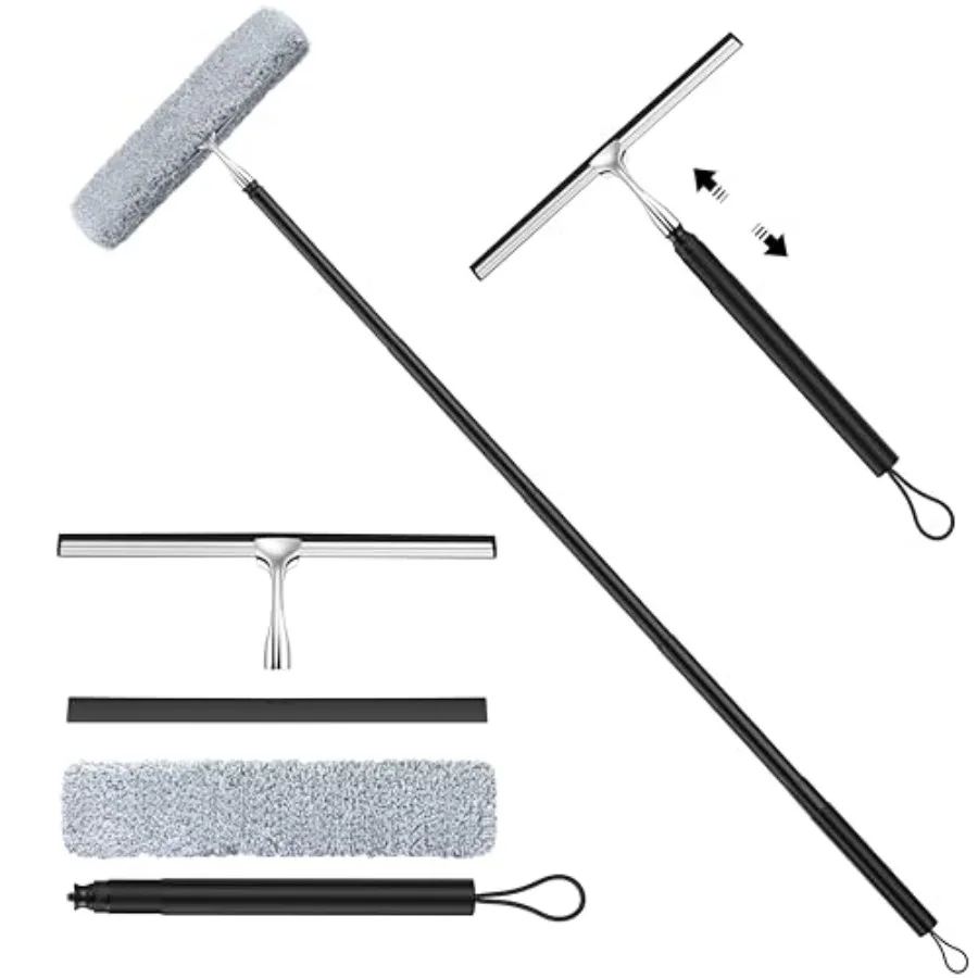 

Комплект скребок для окон 2 в 1 с удлинителем для домашнего использования: скребок с длинной ручкой идеально подходит для душа, стекла, напольной плитки, стены, автомобиля