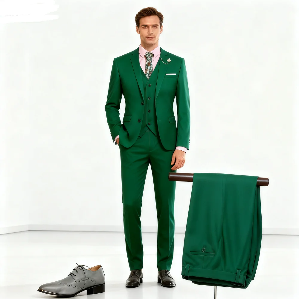 

3 Piece Slim Fit Customized Terno for Men Wedding Groomsmen Elegant Suit Blazer Set for Dance Ball