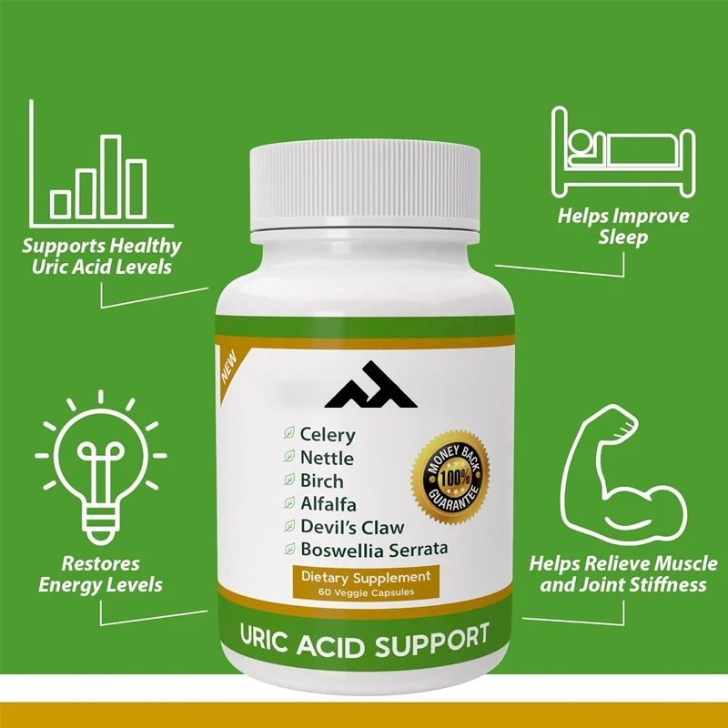 

Uric Acid Support - Herbal Joint Cleansing for Men and Women - Enhancing Flexibility-Non GMO,gluten Free -60 Vegetarian Vitamins