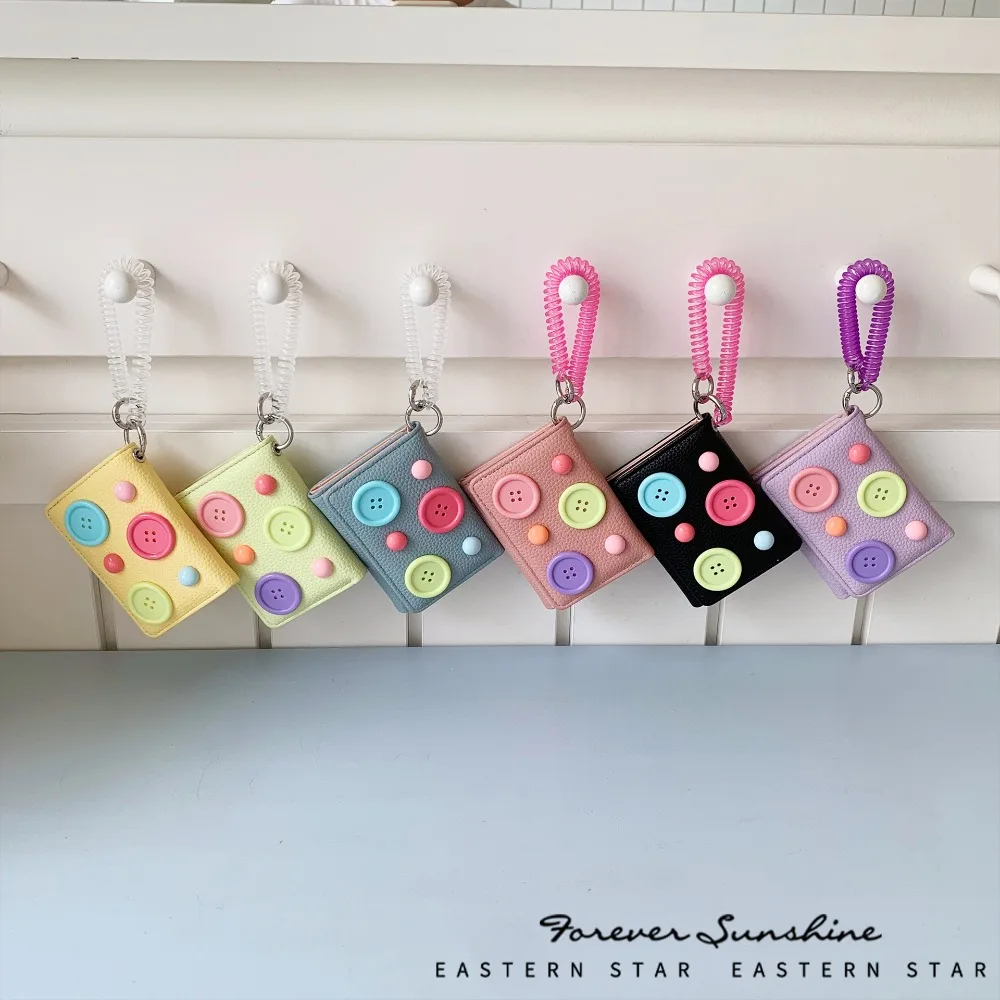 Korean Fashion New Dopamine Colorblock Minimalist Tri-fold Coin Purse for Women Girls Multi Color Premium Wallet Spring Cord