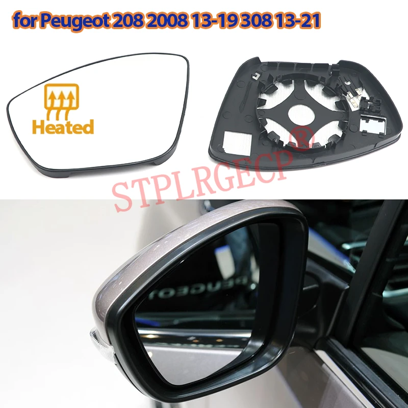 For Peugeot 208 2008 13-19 308 13-21 Auto Car Wing Side Rear View Electric Left & Right Mirror Glass Heated Plate Parts LH RH
