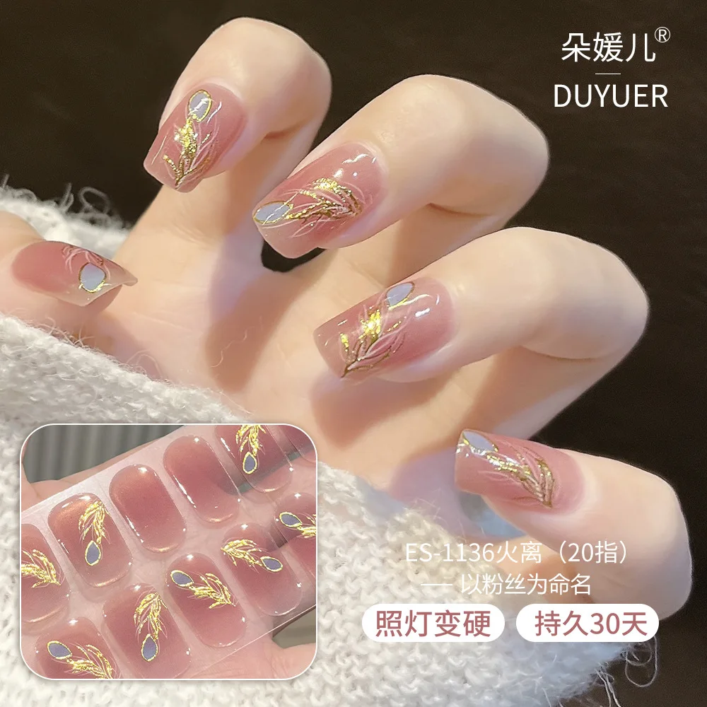 Envoltório de unhas de gel semi-cururado, adesivos de unhas de gel de super longa duração, lâmpada led dos anos 60, precisa de acessórios de arte de unhas, fácil de remover