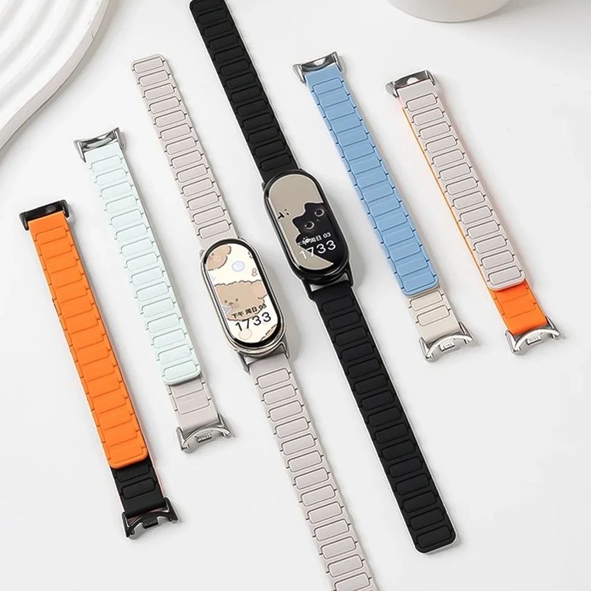 Magnetic Loop Wirstband for Mi Band 8 9 Strap Silicone Sport Watchband for Xiaomi Mi Band 8 NFC Correa Bracelet Metal Interface
