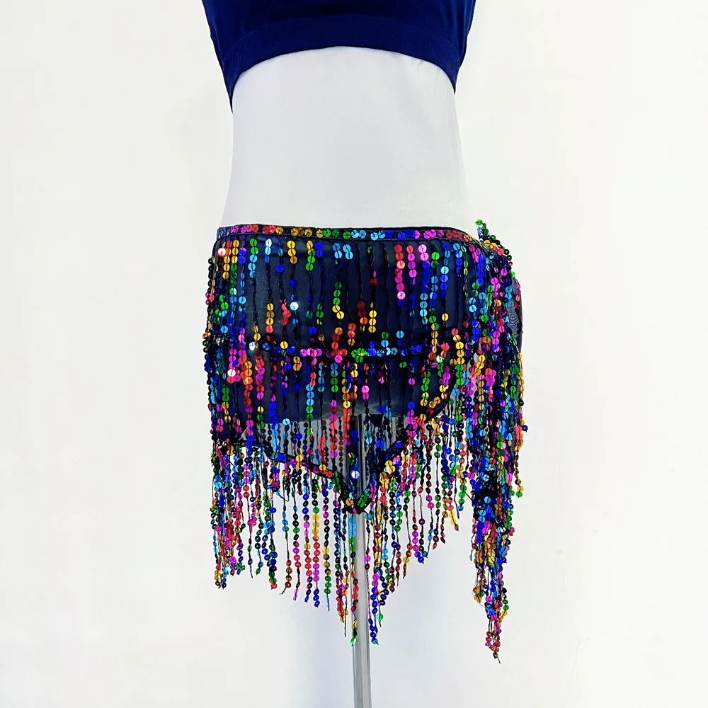 Customized Belly Dance Tassel Waist Chain Bohemian Hip Scarf Skirt New Glitter Belt Performance Waist Scarf in Stock