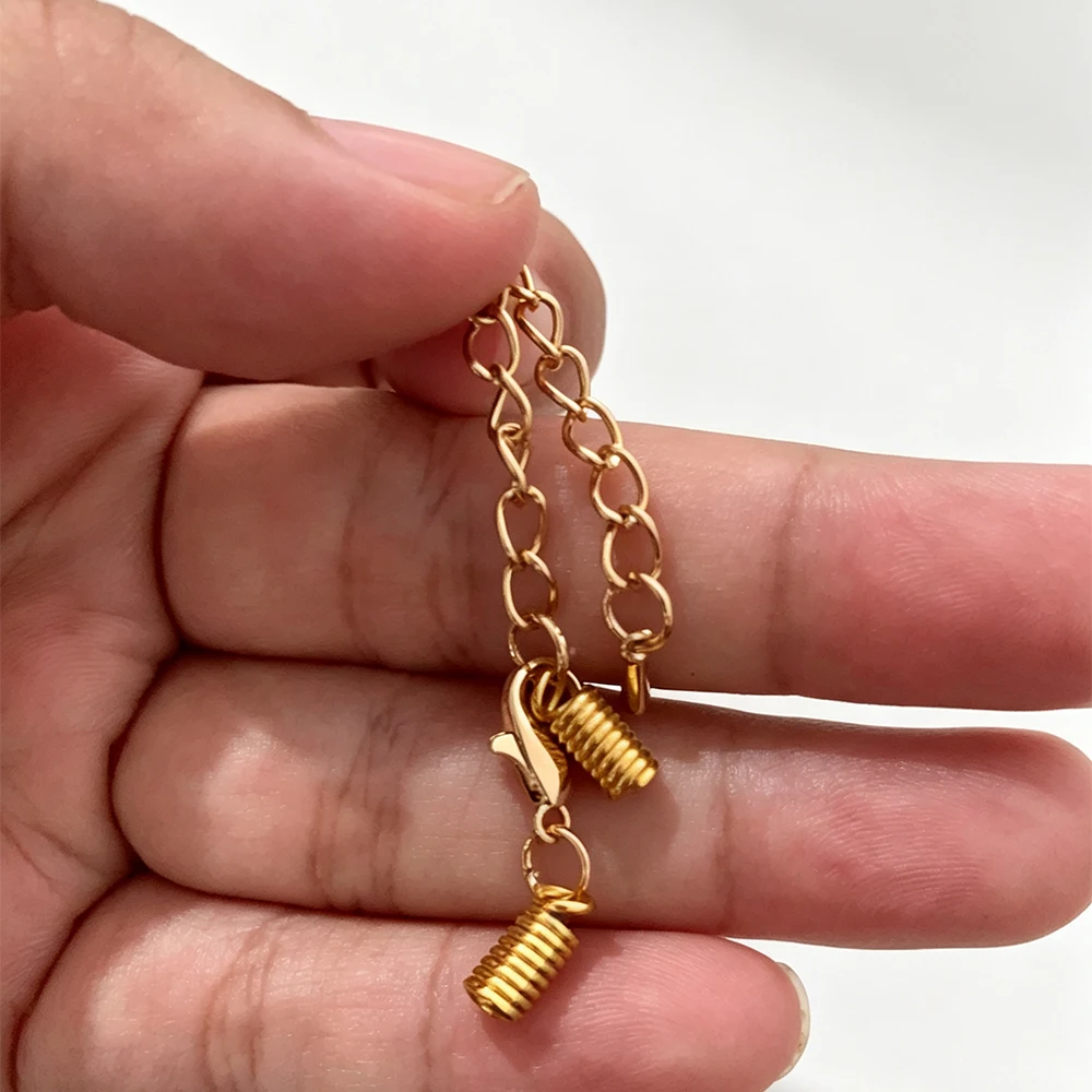 12pcs/lot 4MM Lobster Clasp Spring Ends Fixe Pressing Wire Rope Cord  Extender Chain DIY Bracelet Necklace Jewelry Making
