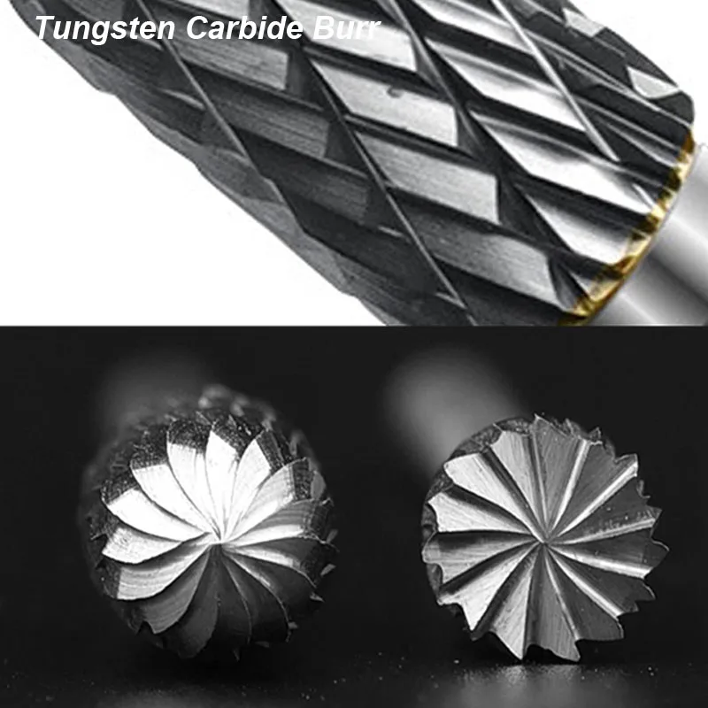 3Mm Chuôi Vẽ Hợp Kim Vonfram Xay Cắt Dụng Cụ Xoay Burr Đôi Cắt Kim Cương Quay Dremel Kim Loại Gỗ Mài Điện