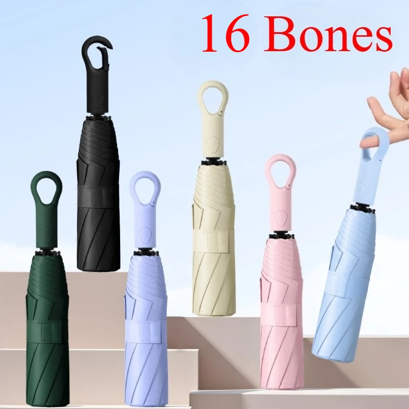 Ring Buckle Design 16 Rib Fully Automatic Umbrella for Men Folding Extra Large Strong Women's Sunshade Double Umbrella