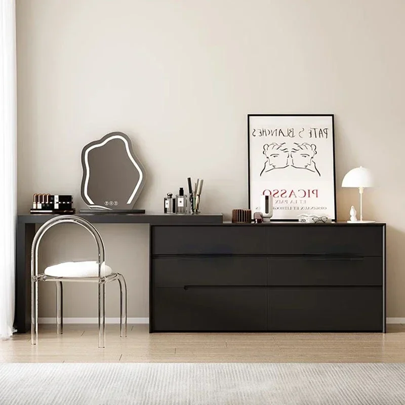 Chest Drawers Bedroom Makeup Vanities Cabinets Black Mirror Set Cheap Dressers Bedside Table Light Comfortable Storage Furniture