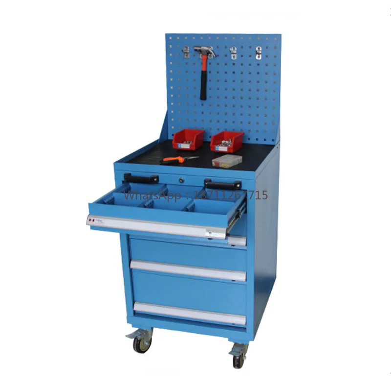 Industrial heavy-duty multi-function auto repair tool cart with four drawers