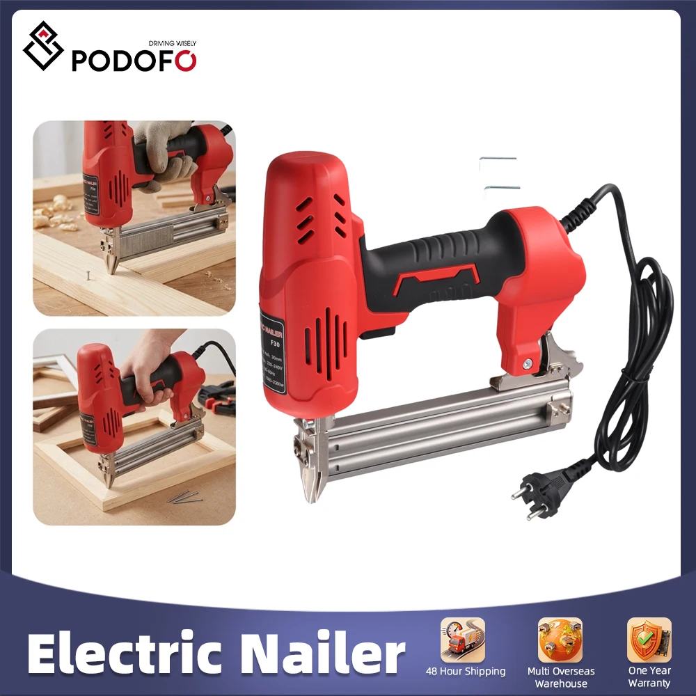 Clavadora Eléctrica Podofo de 2600W, Herramienta para Clavar Marcos de Madera para Bricolaje, Herramienta para Trabajos de Madera en el Hogar, para Techos, Fabricación de Muebles, Sofás y Marcos de Cuadros