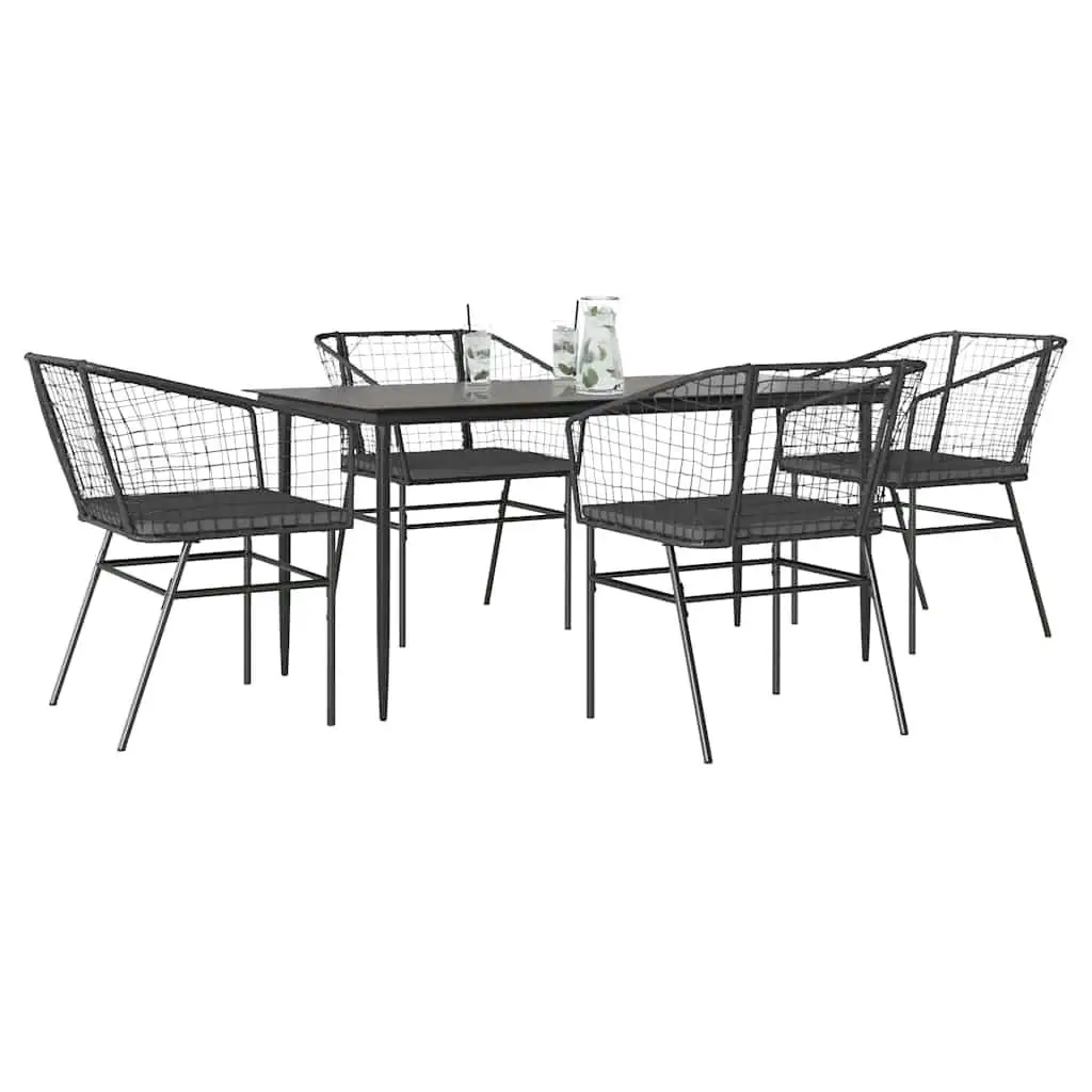 

Elegant Black Dark Grey Garden Dining Set Outdoor Furniture Dining Table and Chairs for Patio Yard Balcony