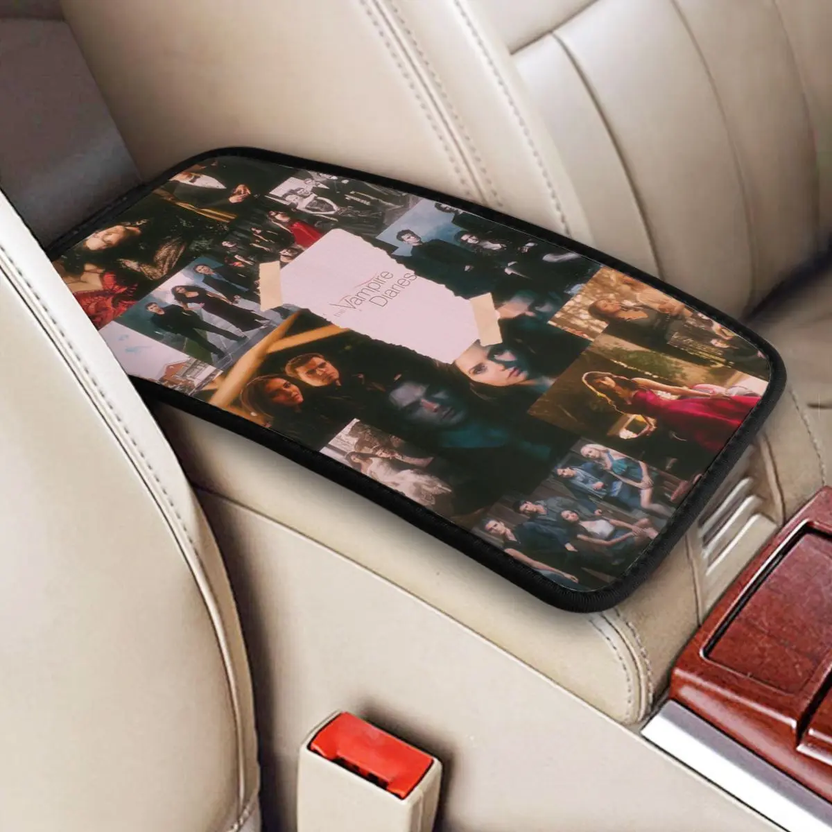 Four Seasons Car Armrest Cover Mat The Vampire Diaries Center Console Protective Cushion Pad Storage Box Cover Car Accessories