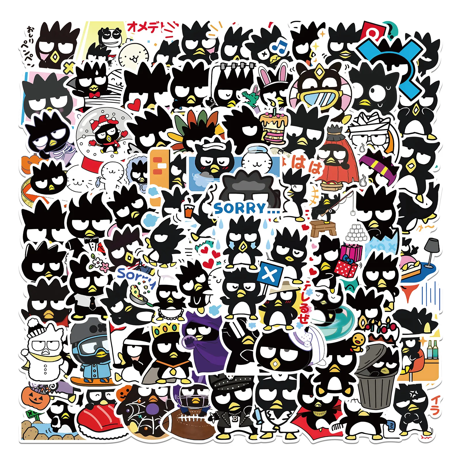 100Pcs Cartoon Cute Badtz-maru Penguin Stickers Kawaii Water Bottle Laptop Skateboard Luggage Waterproof Stickers
