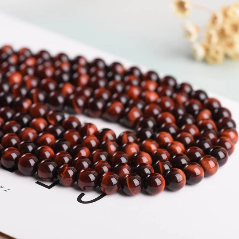 Red Tiger Eye  Loose Beads Natural Gemstone Smooth Round for Jewelry Making