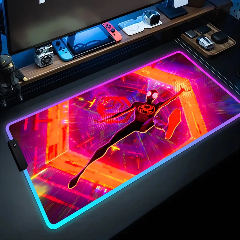 RGB Mouse Pad S-Spider-Mans Non-Slip Rubber Edge locking mousepads Game play mats notebook computer Home Decor handsome style