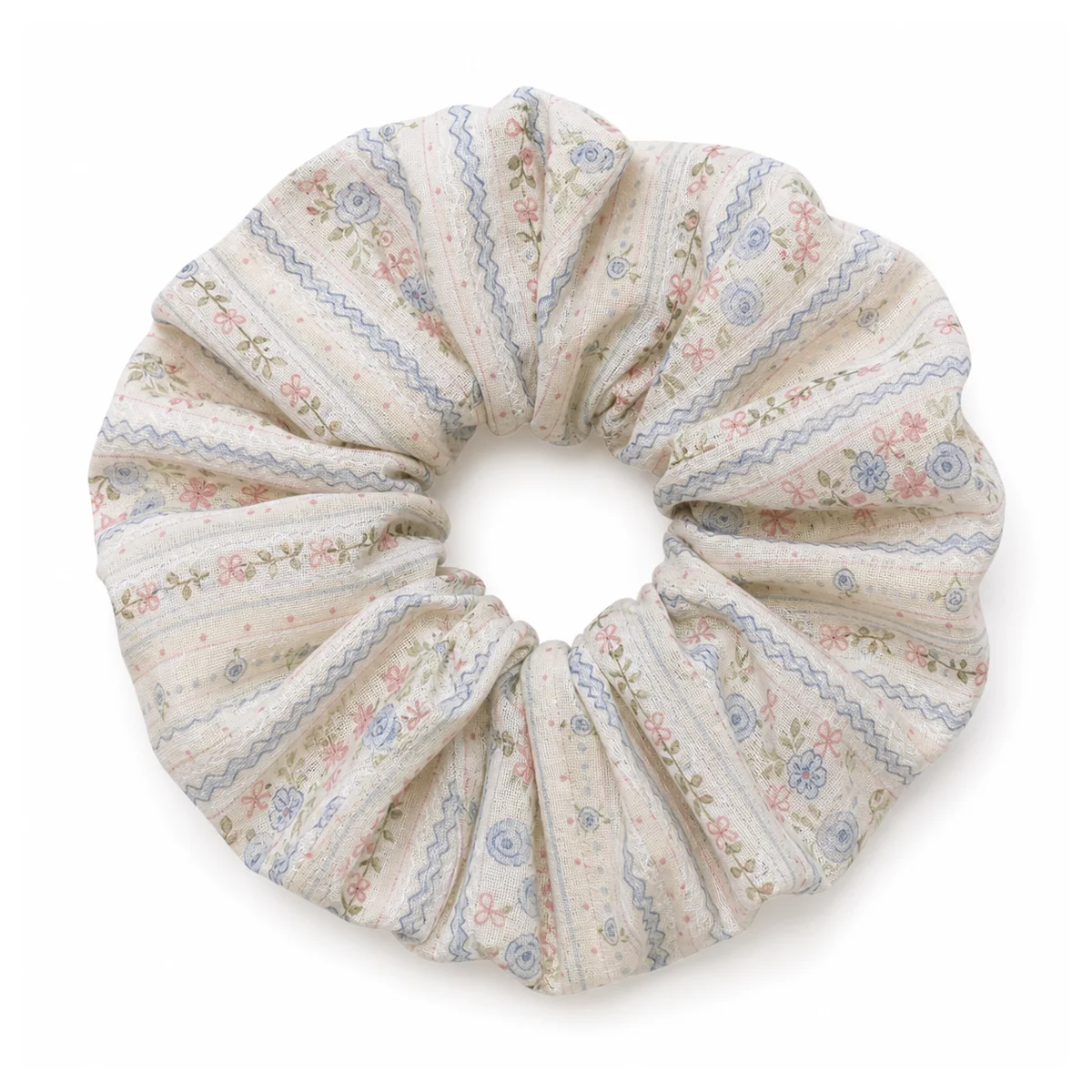 creamy-ivory-powder-blue-blush-floral-folk-stripe-wide-ruffled-hair-scrunchie
