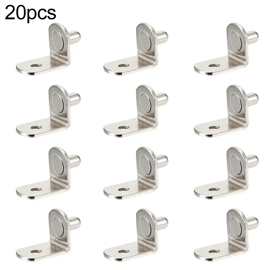 20Pcs Shelf Brackets Support Studs Pegs 5mm Metal Pin Shelves Seperator Household Hardware Glass Plate Holder Fixing Bracket