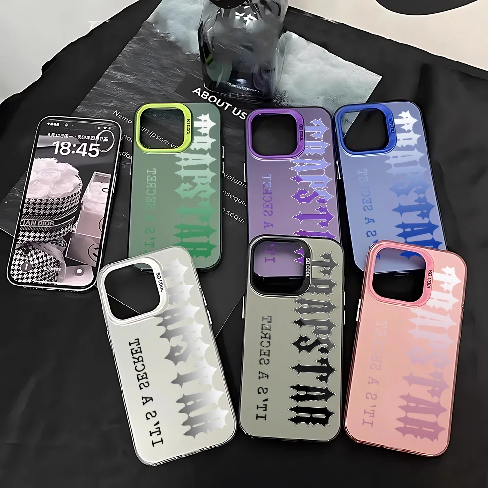 Funda de Teléfono con Letras Coloridas para T-TRAPSTARS iPhone 17 17e 16e 16 15 14 13 12 11 mini Pro Max X XR 8 7 Air Plus, Antigolpes