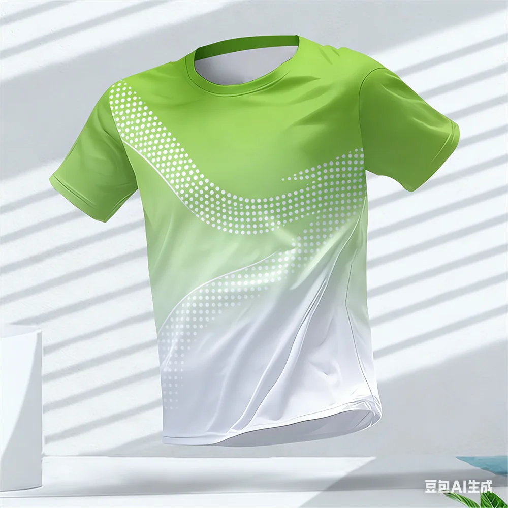 Modisches Streifenmuster 3D Farbblock-Print Herren T-Shirt Sommer Lässiger O-Ausschnitt Lockeres Oberteil Outdoor Laufen Fitness Sport Kurzarm – Detail 5