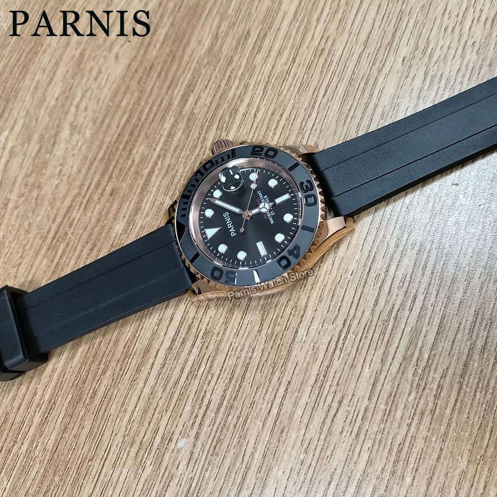 Parnis 41mm Black Dial Automatic Mechanical Watches Men Wristwatch 21 Jewel Miyota8215 Automatic Movement Sapphire Crystal