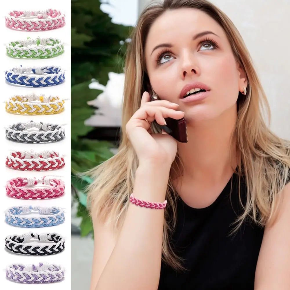 Multicolour Braided String Bracelet Handmade Cotton and Linen Colorful Woven Bracelet Ornament Textured Braid Bracelet Unisex