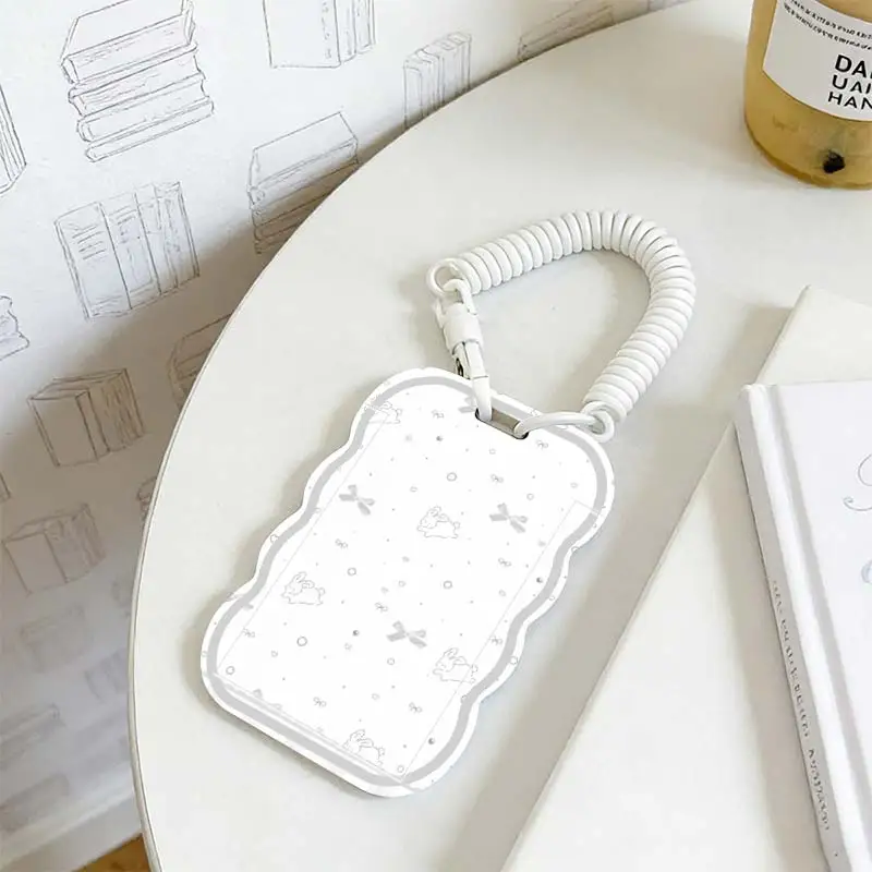 Card Sleeve for Student Bus/Meal Card Protection Case Kpop Photocard Holder Stretchable Spring Cord Photo Protector