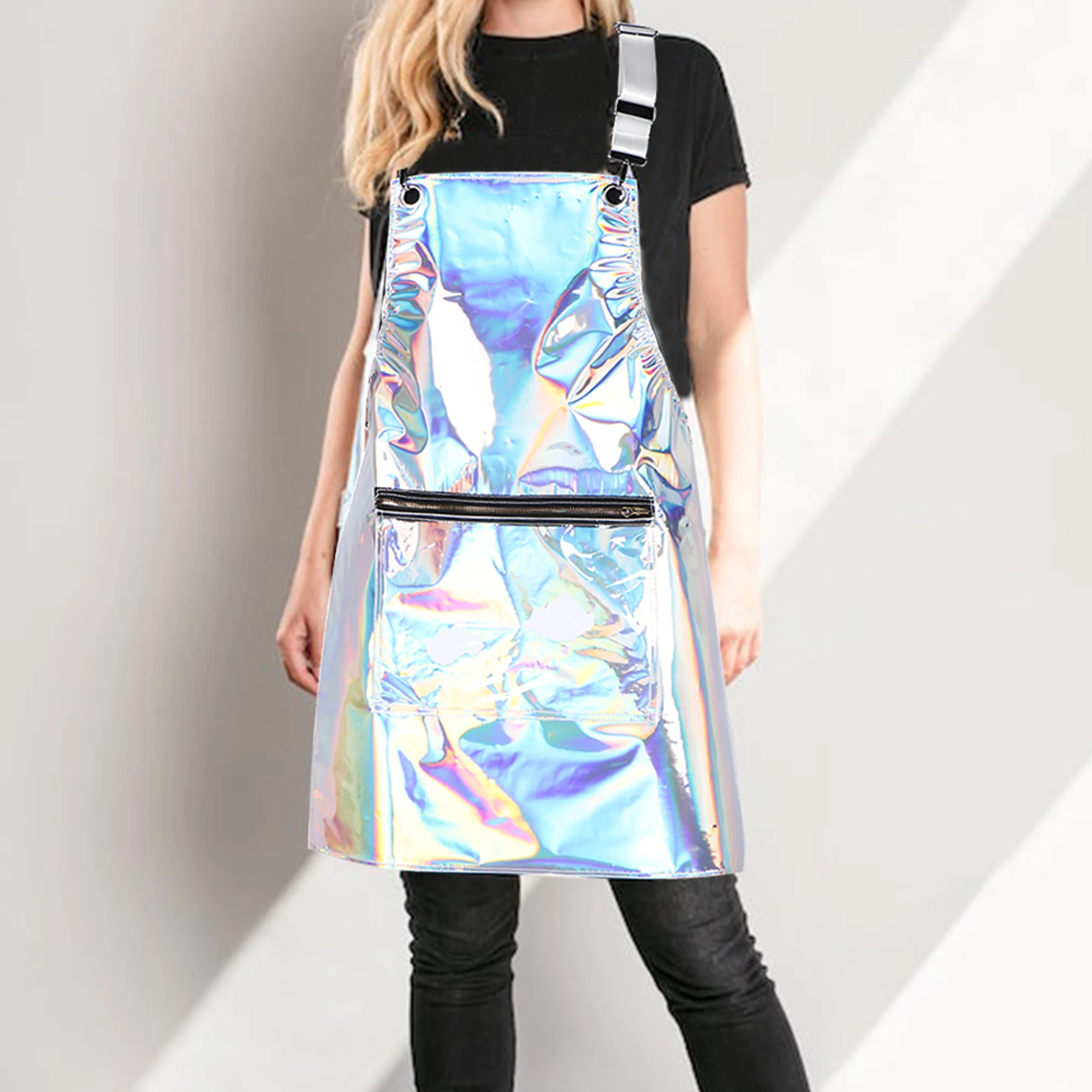 

Модный лазерный фартук TUP, водонепроницаемый и устойчивый к пятнам, большой карманный парикмахерский рабочий костюм, фартук для уборки дома