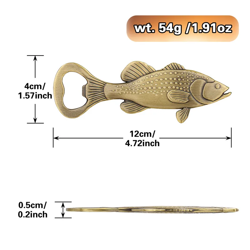 Novel Metal Beer Opener Fish Perch Shape Bottle Opener Kitchen Bar Accessory Decoration Wedding Party Present Set with Bag