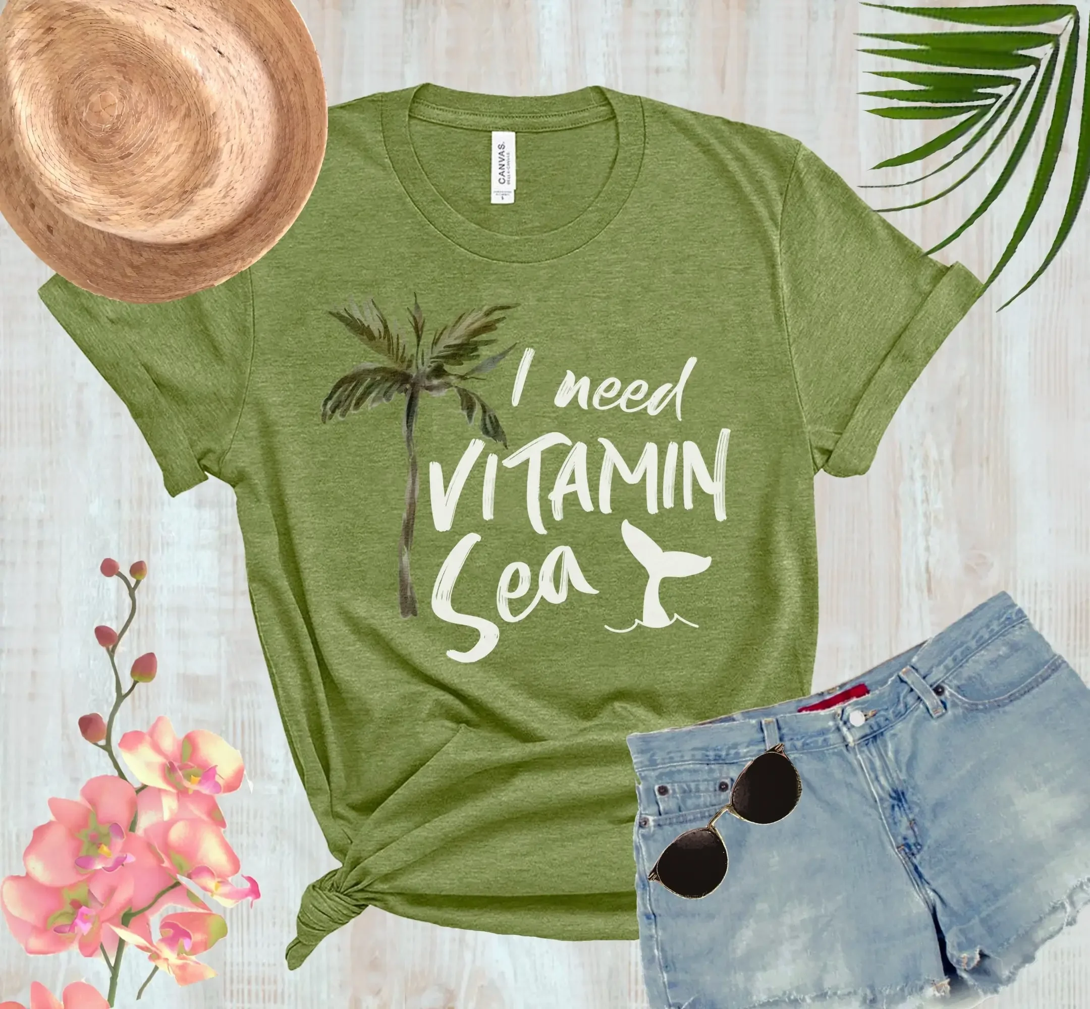 

I Need Vitamin Sea T Shirt Beach Vacation Vacay Mode Bella Canvas Ocean