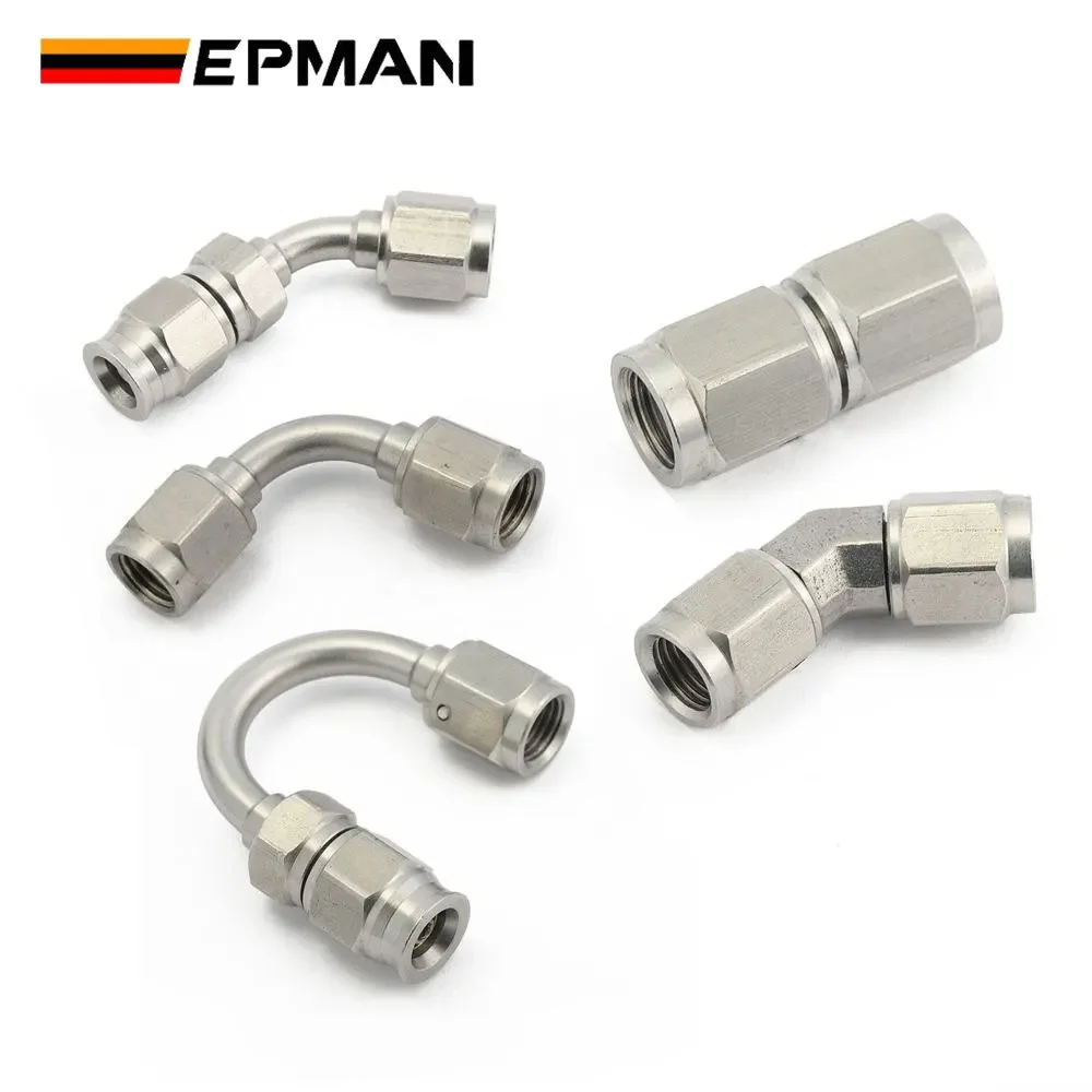 EPMAN 1PC Stainless Steel Straight / 45 / 90 /180 Degree AN3 Brake Swivel Hose End Swivel Coupler Connector Fitting EPSCGPJ